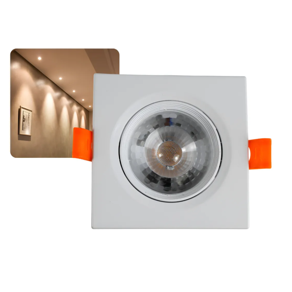 Kit 10 Spot 5w Luminaria Embutir Quad. Direciionavel